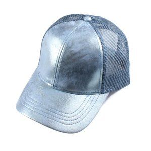 CC BA-1013 Metallic Shimmering Mesh Back Baseball Cap.